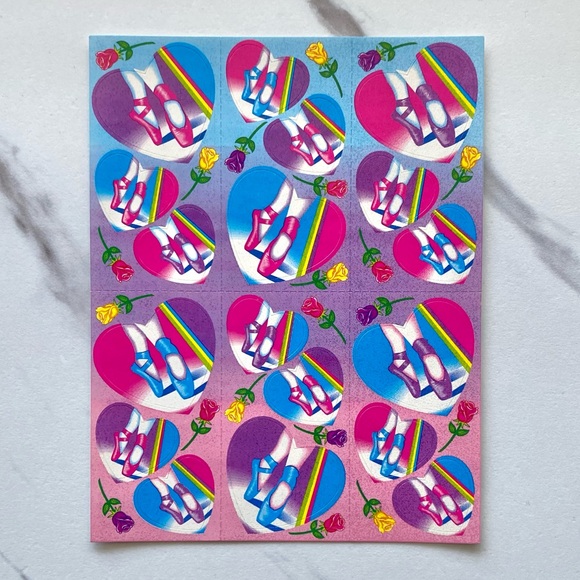 VTG Lisa Frank ballet slippers in hearts complete sticker sheet - Picture 1 of 2